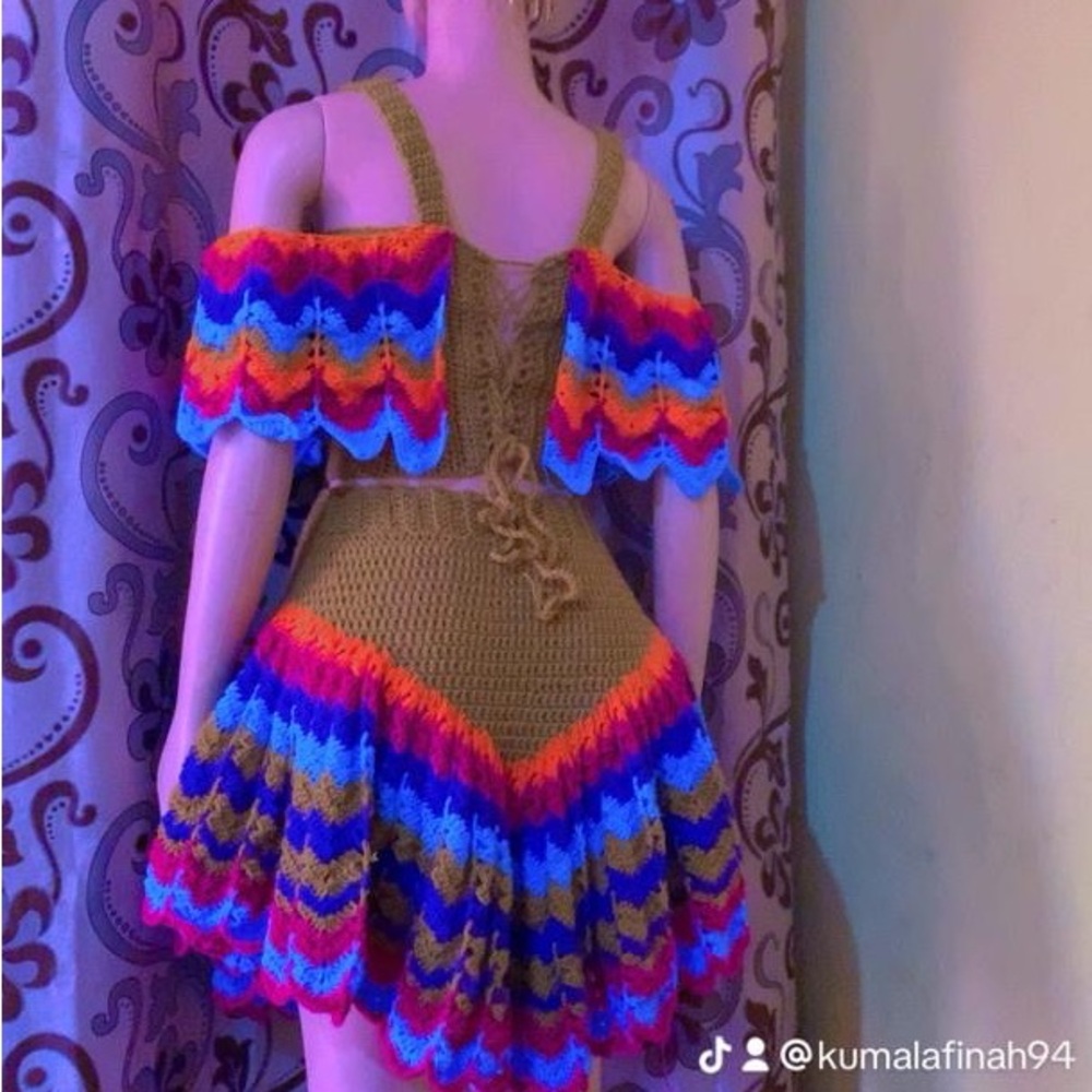 Colorful Crochet Two-Piece Set